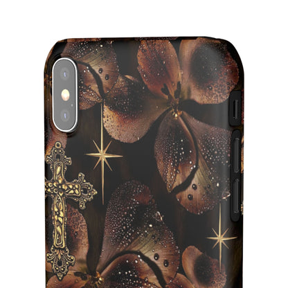 Brown Floral Cross Case