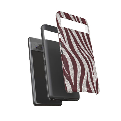 Burgundy Zebra Glitter Tough Case