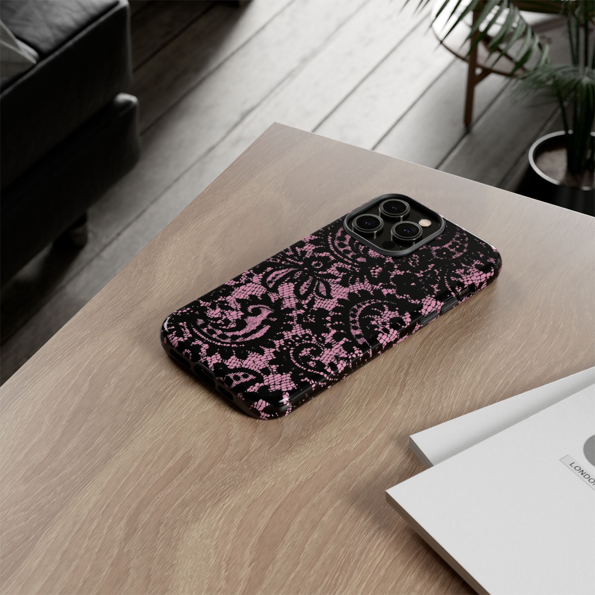 Pink Lace Pattern Tough Phone Case