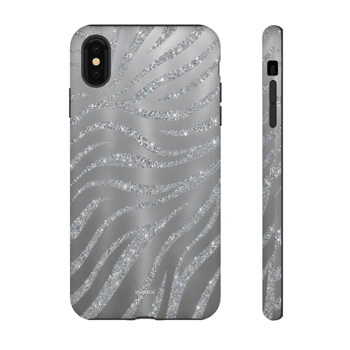 Silver Glitter Zebra Tough Case