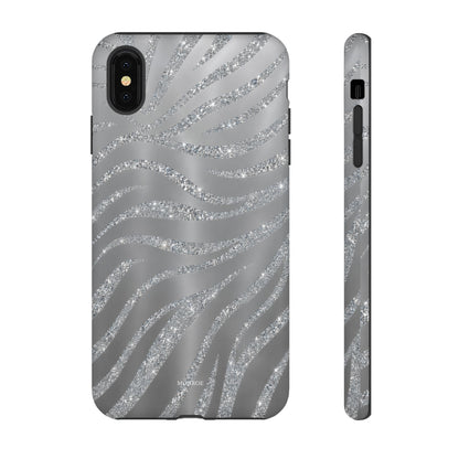 Silver Glitter Zebra Tough Case