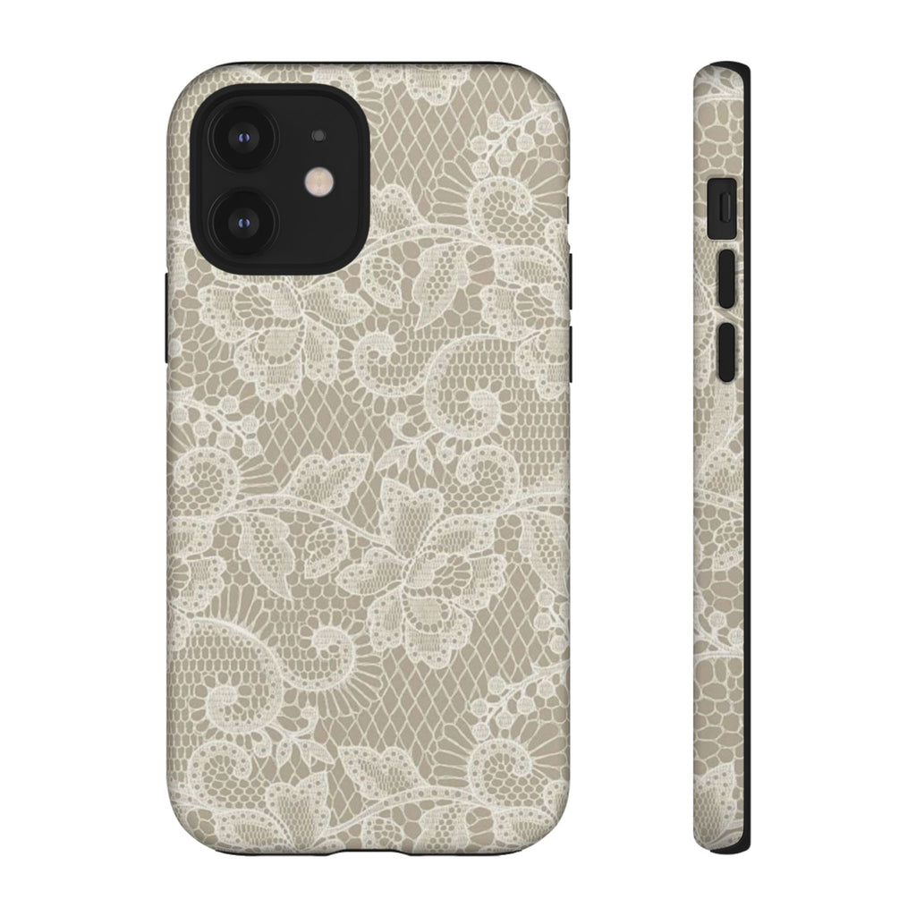 White Lace Pattern Tough Phone Case