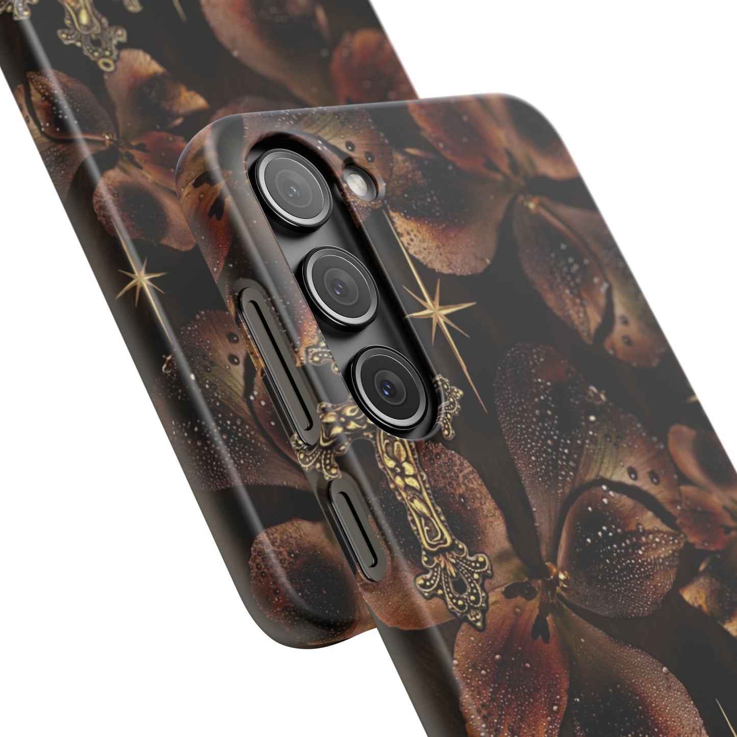 Brown Floral Cross Case