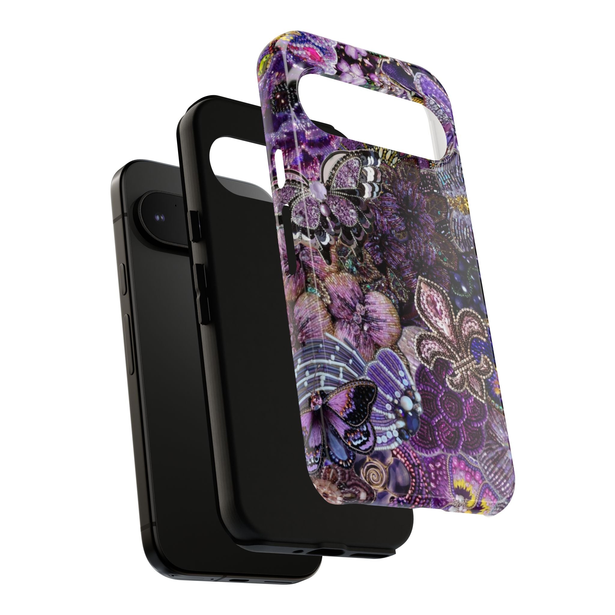 Purple Fleur-de-Lis Floral Tough Phone Case