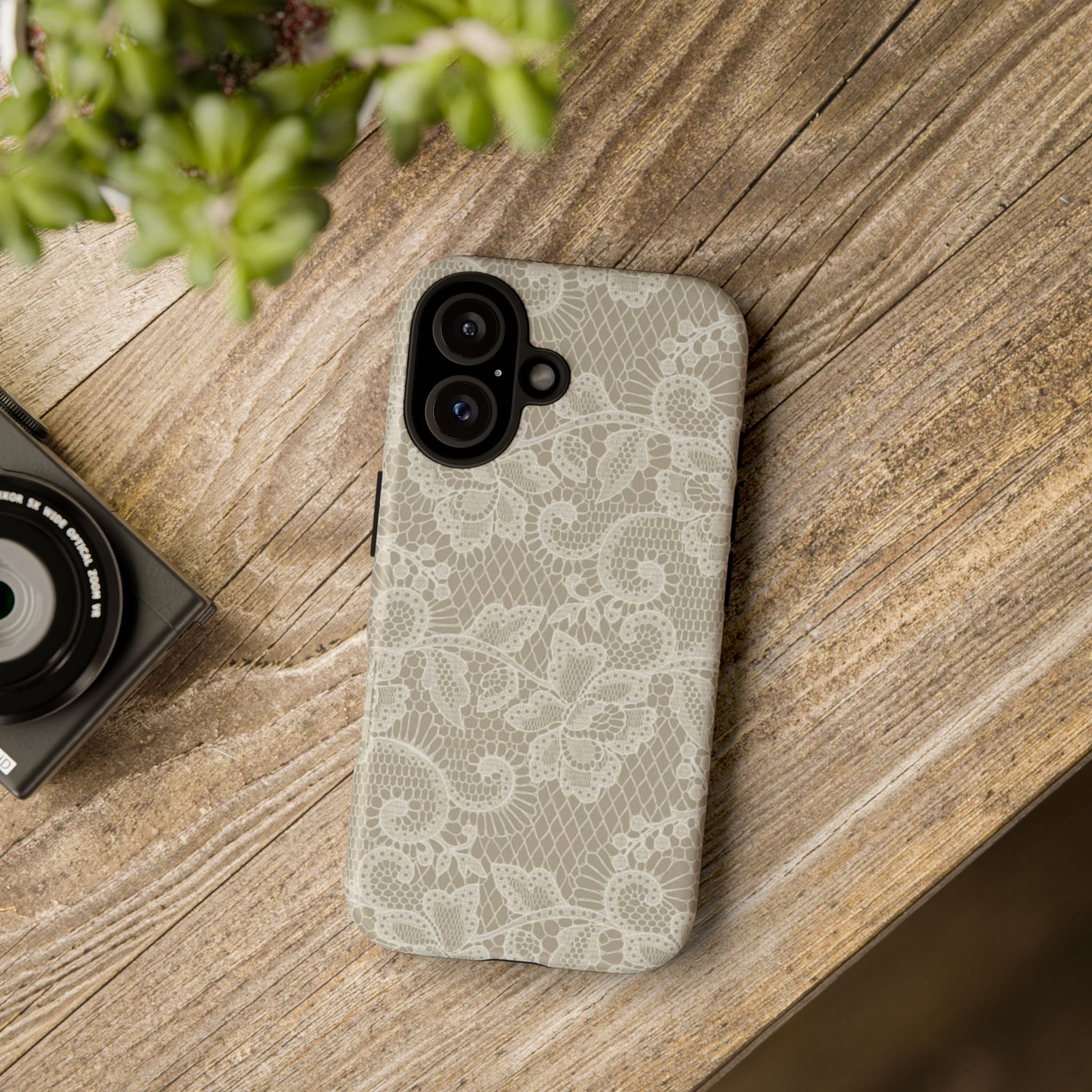 White Lace Pattern Tough Phone Case