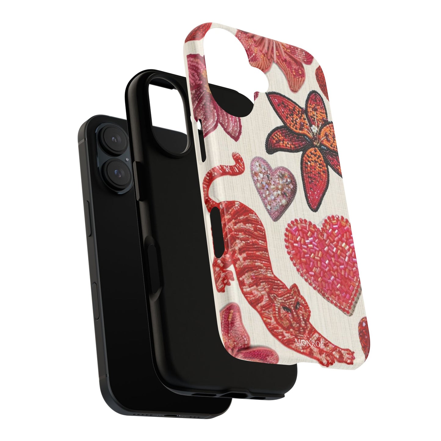 Floral & Heart Pattern Tough Case