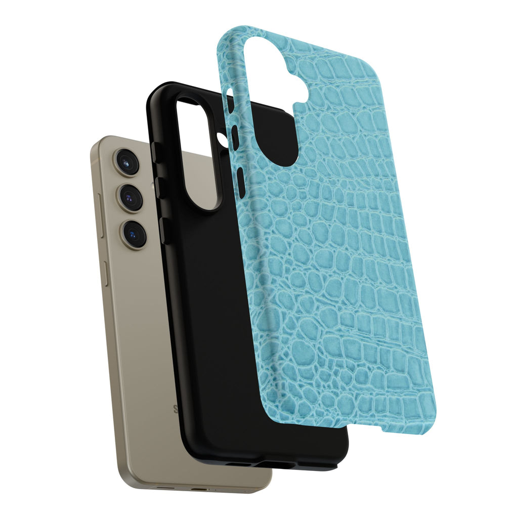 Croc Embossed Turquoise Phone Case
