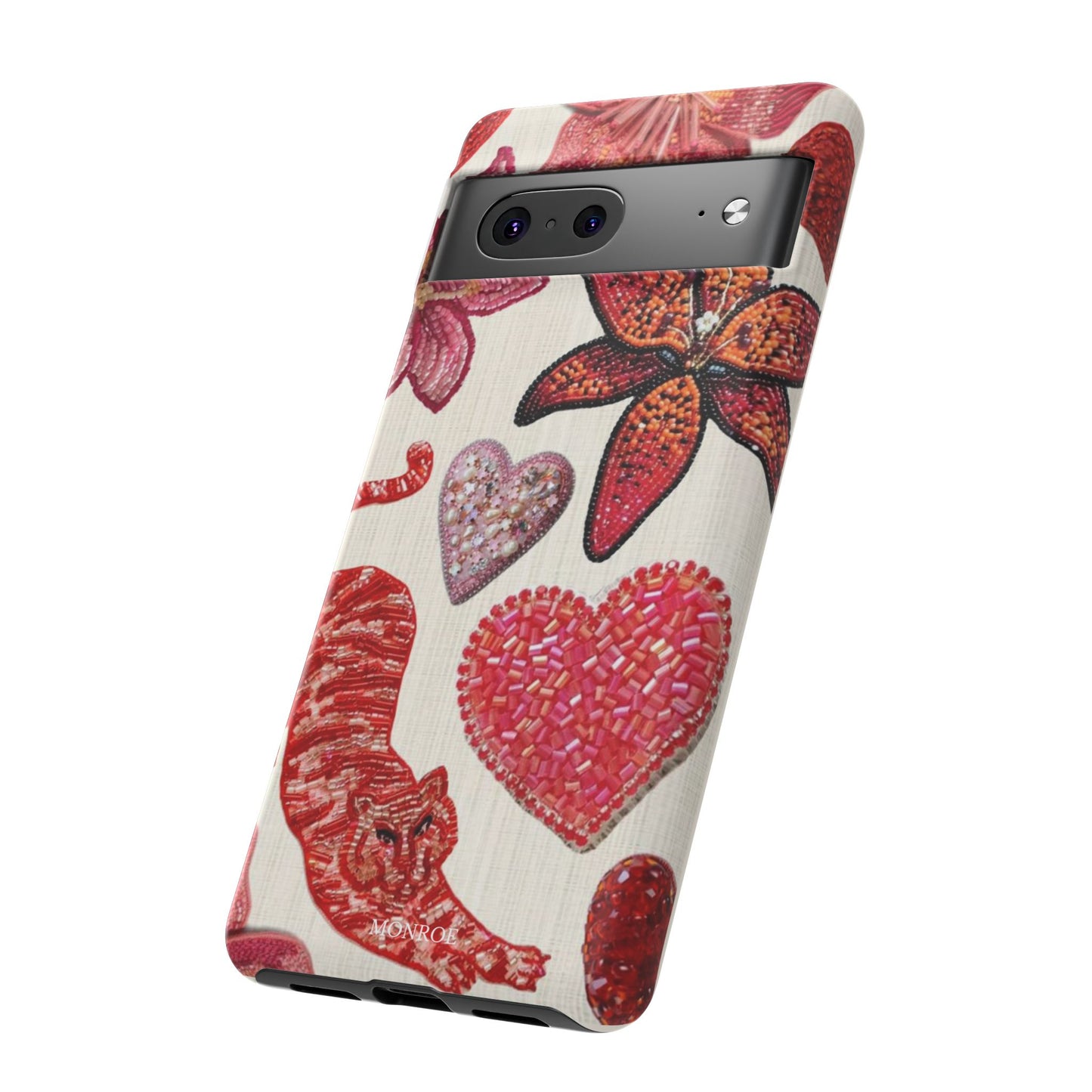 Floral & Heart Pattern Tough Case