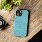 Croc Embossed Turquoise Phone Case