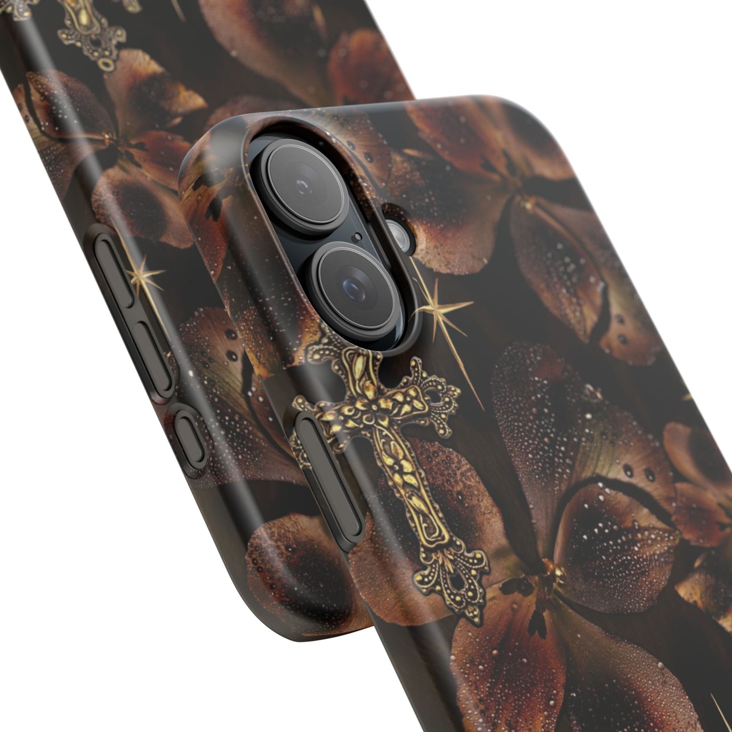 Brown Floral Cross Case