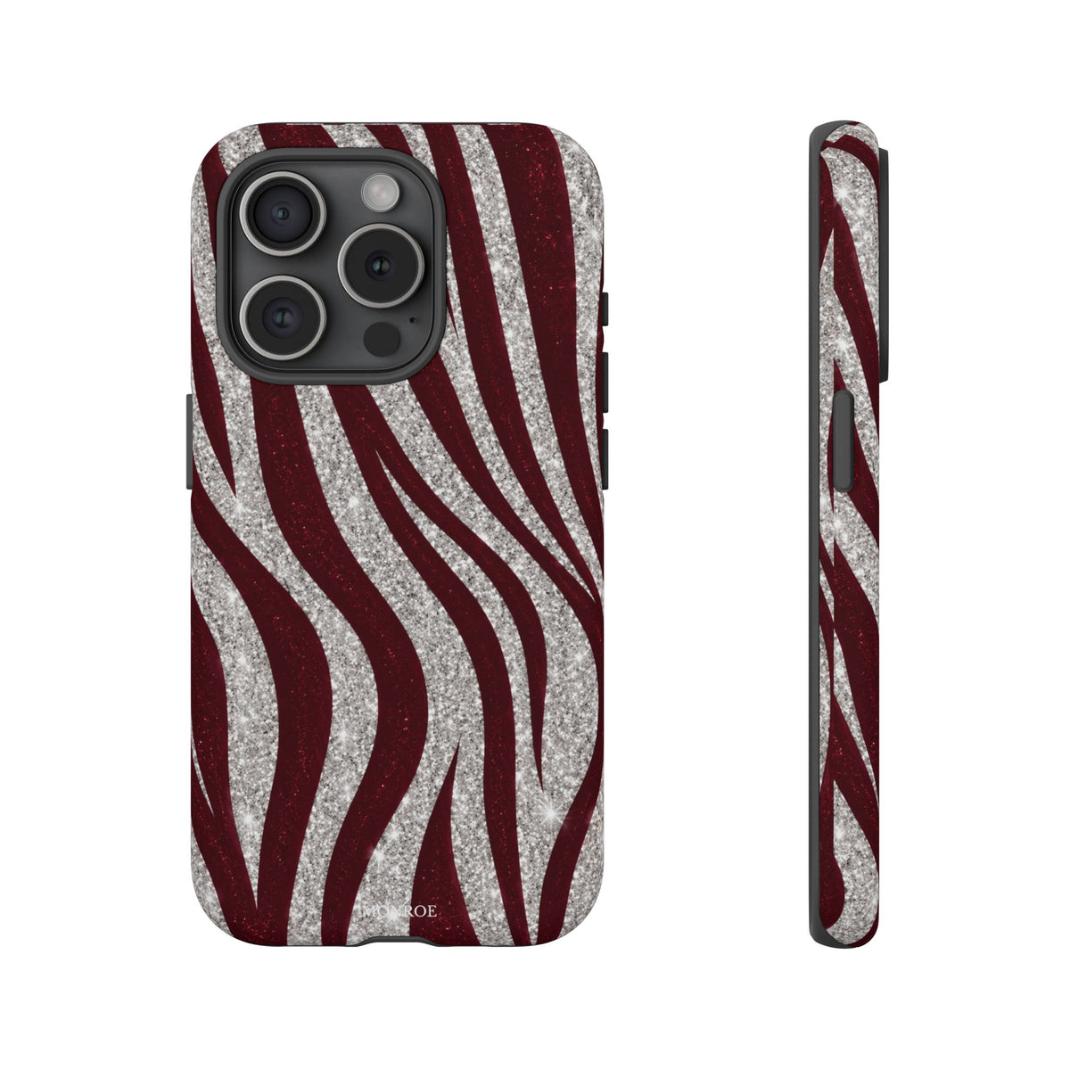 Burgundy Zebra Glitter Tough Case