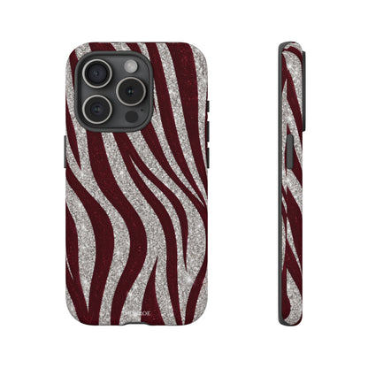 Burgundy Zebra Glitter Tough Case