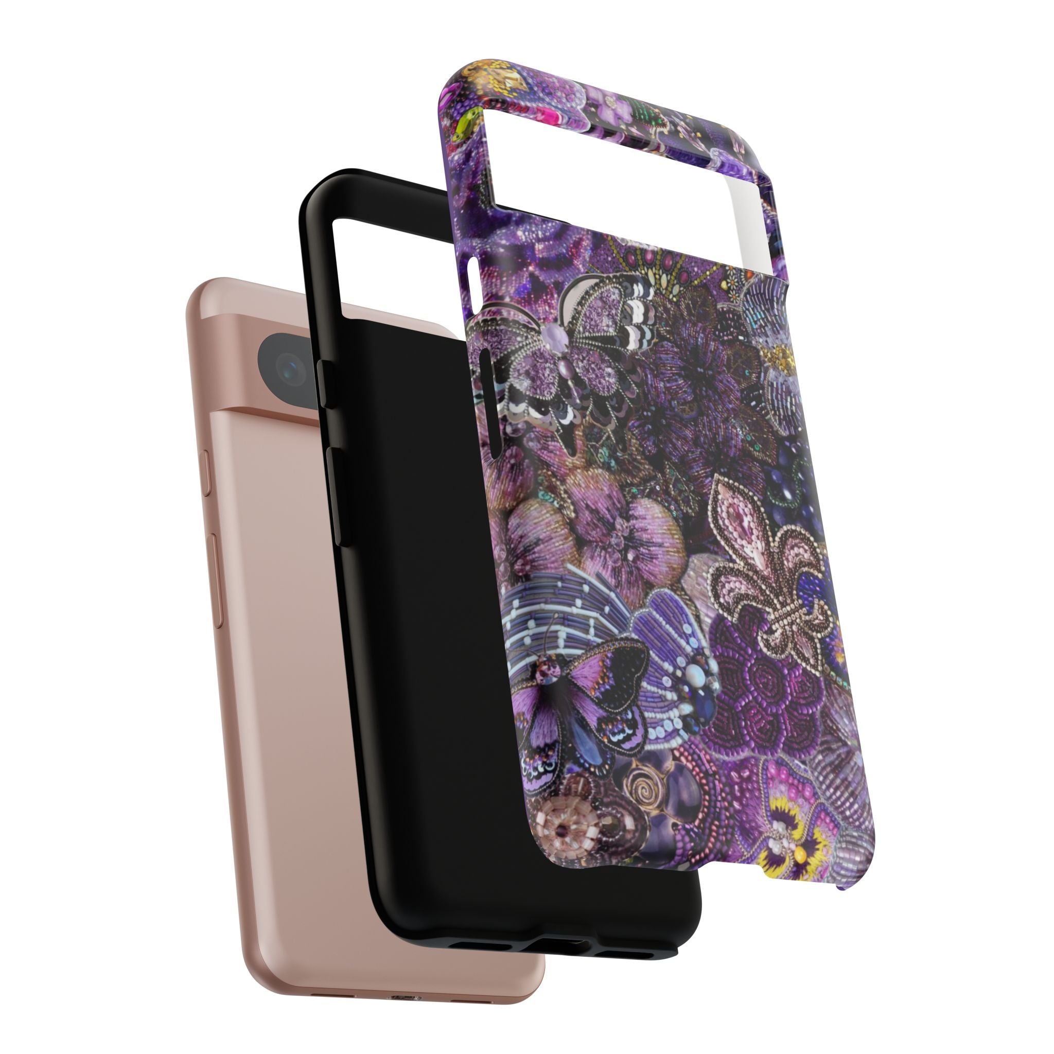 Purple Fleur-de-Lis Floral Tough Phone Case