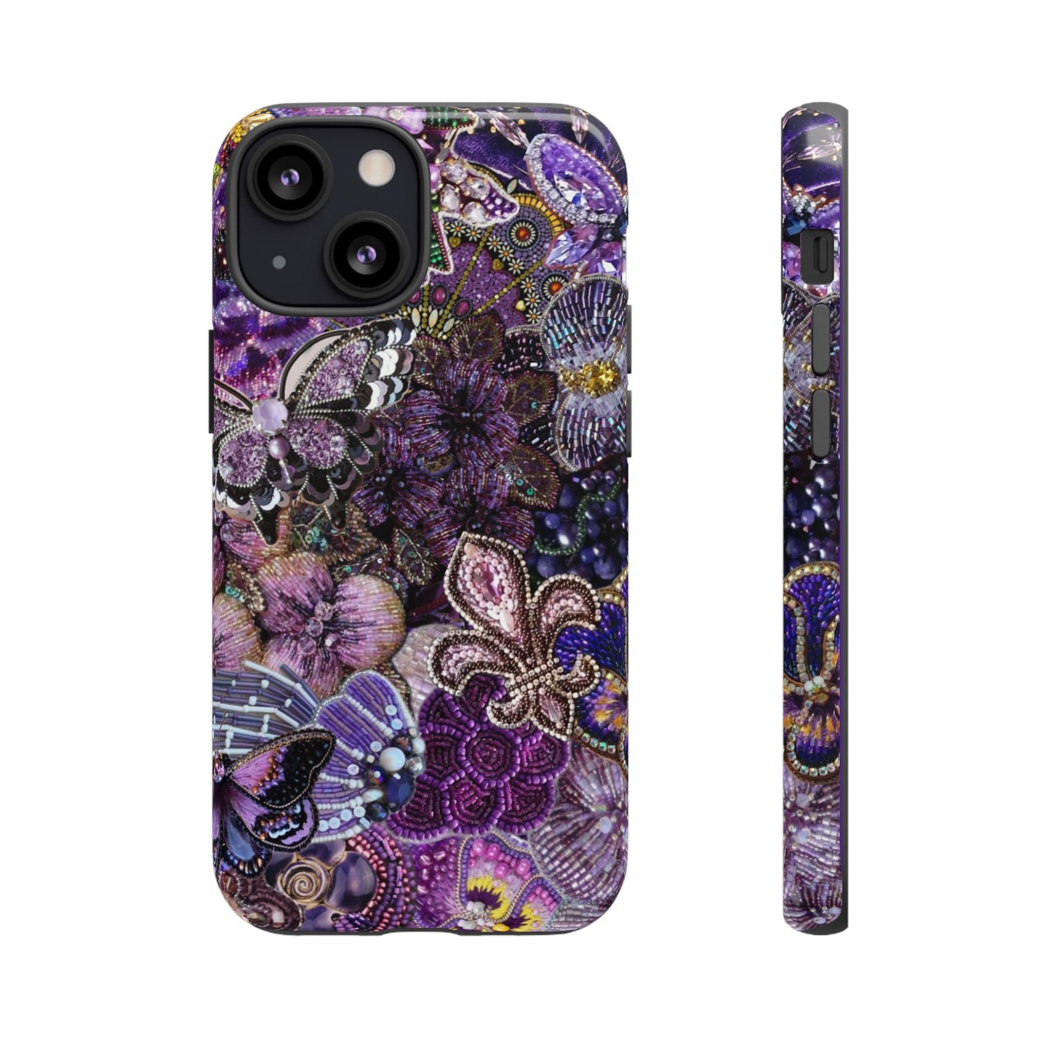 Purple Fleur-de-Lis Floral Tough Phone Case