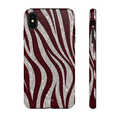 Burgundy Zebra Glitter Tough Case