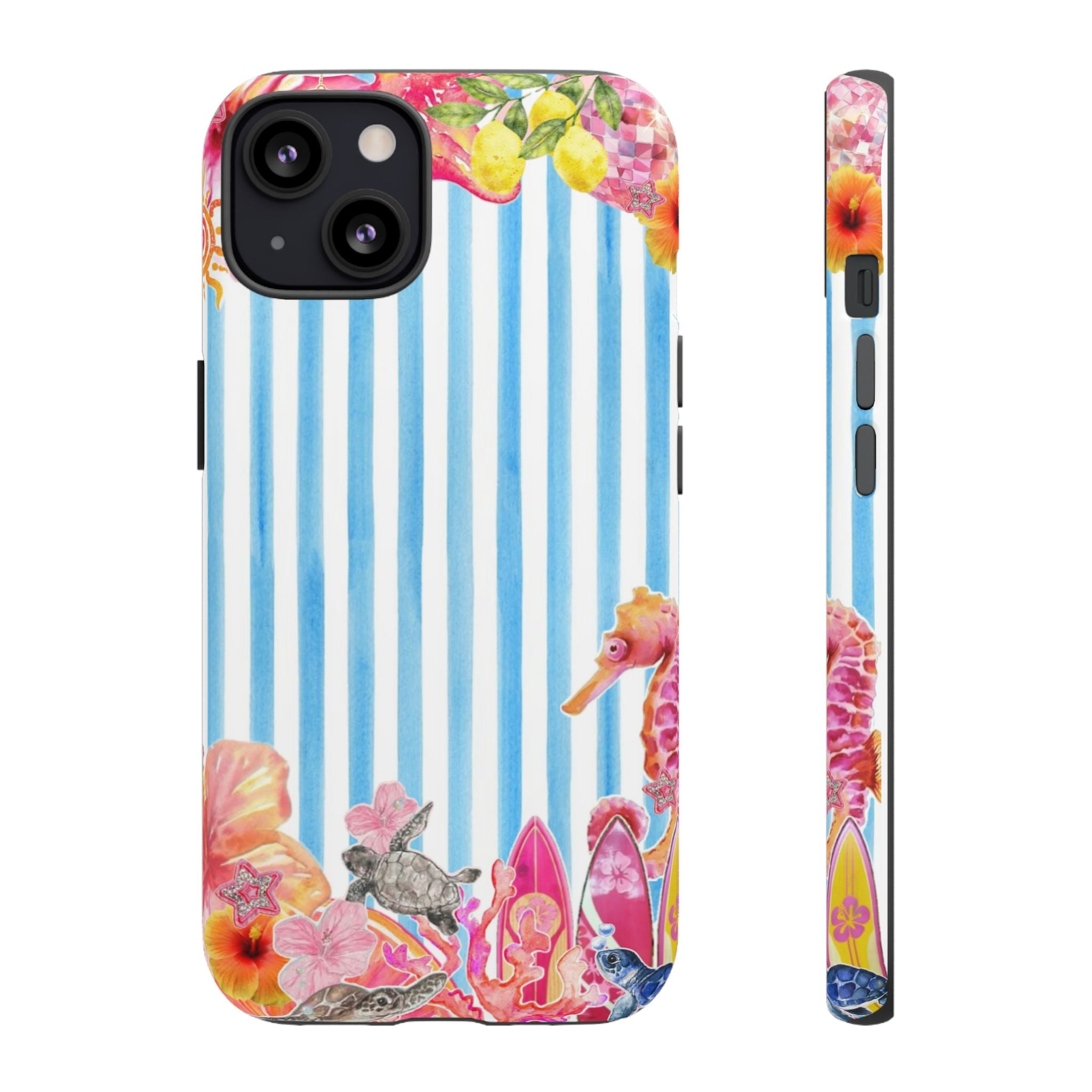 Beach Blue Striped Tough Phone Case