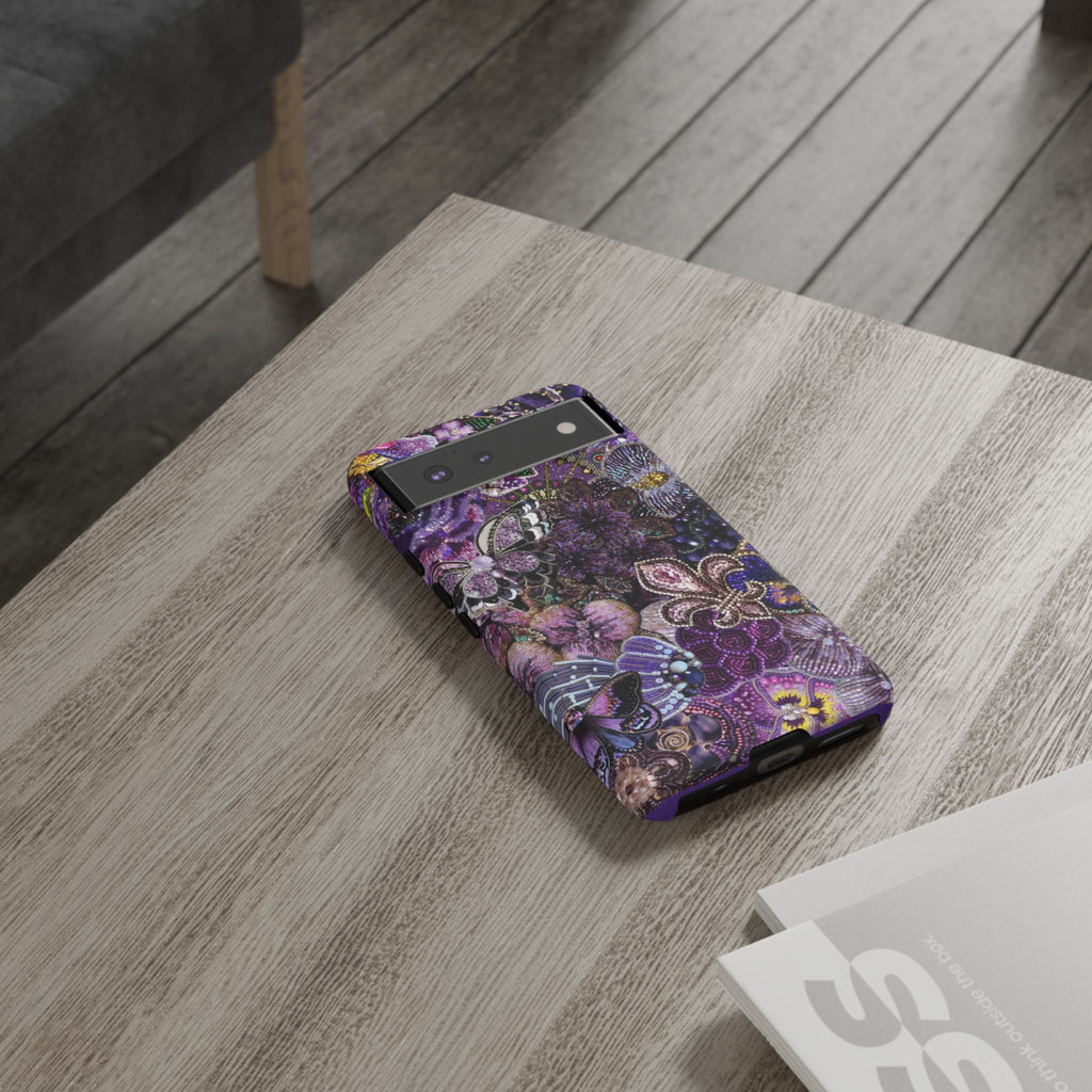Purple Fleur-de-Lis Floral Tough Phone Case