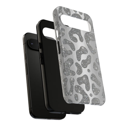 Silver Glitter Leopard Tough Case