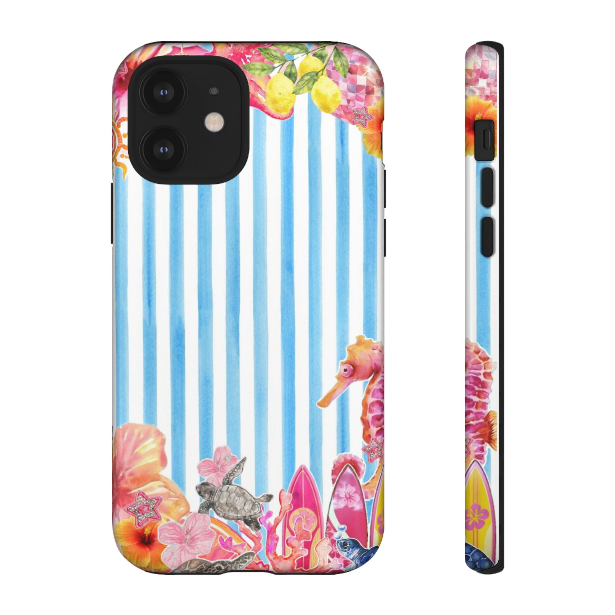 Beach Blue Striped Tough Phone Case