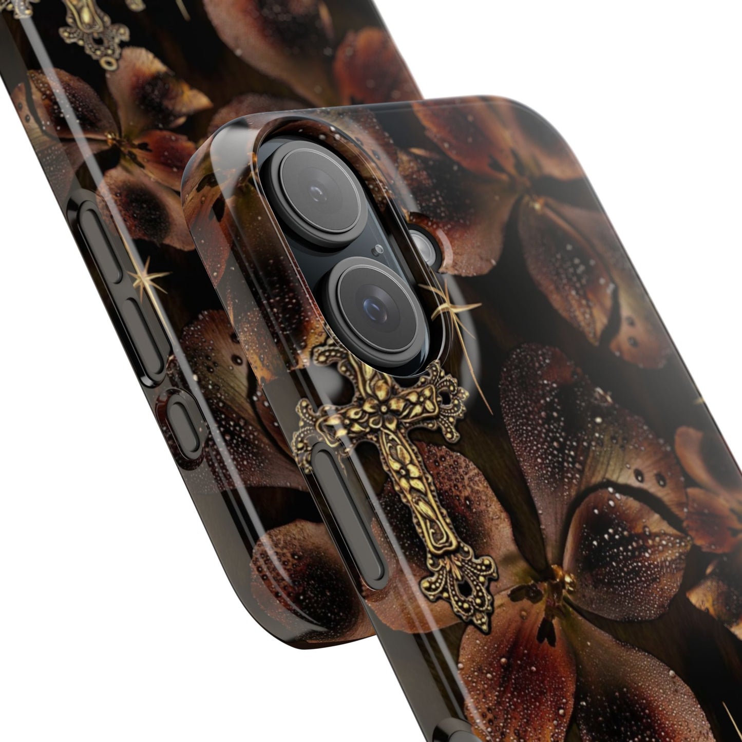 Brown Floral Cross Case