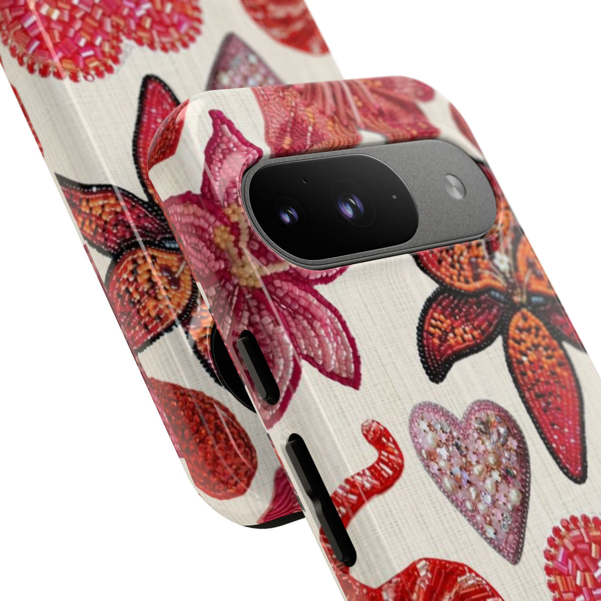 Floral & Heart Pattern Tough Case