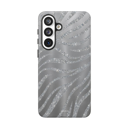 Silver Glitter Zebra Tough Case