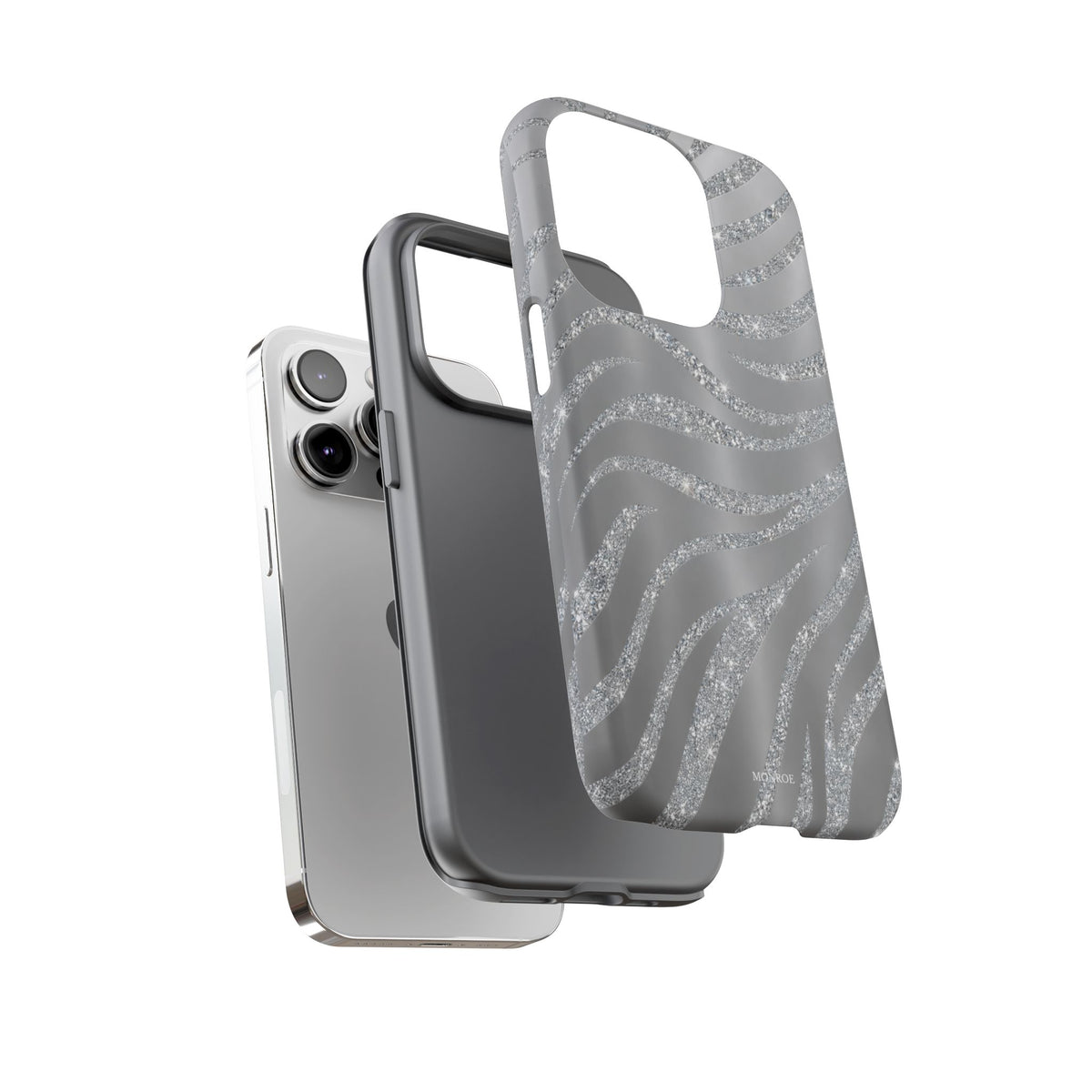 Silver Glitter Zebra Tough Case