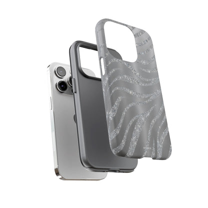 Silver Glitter Zebra Tough Case