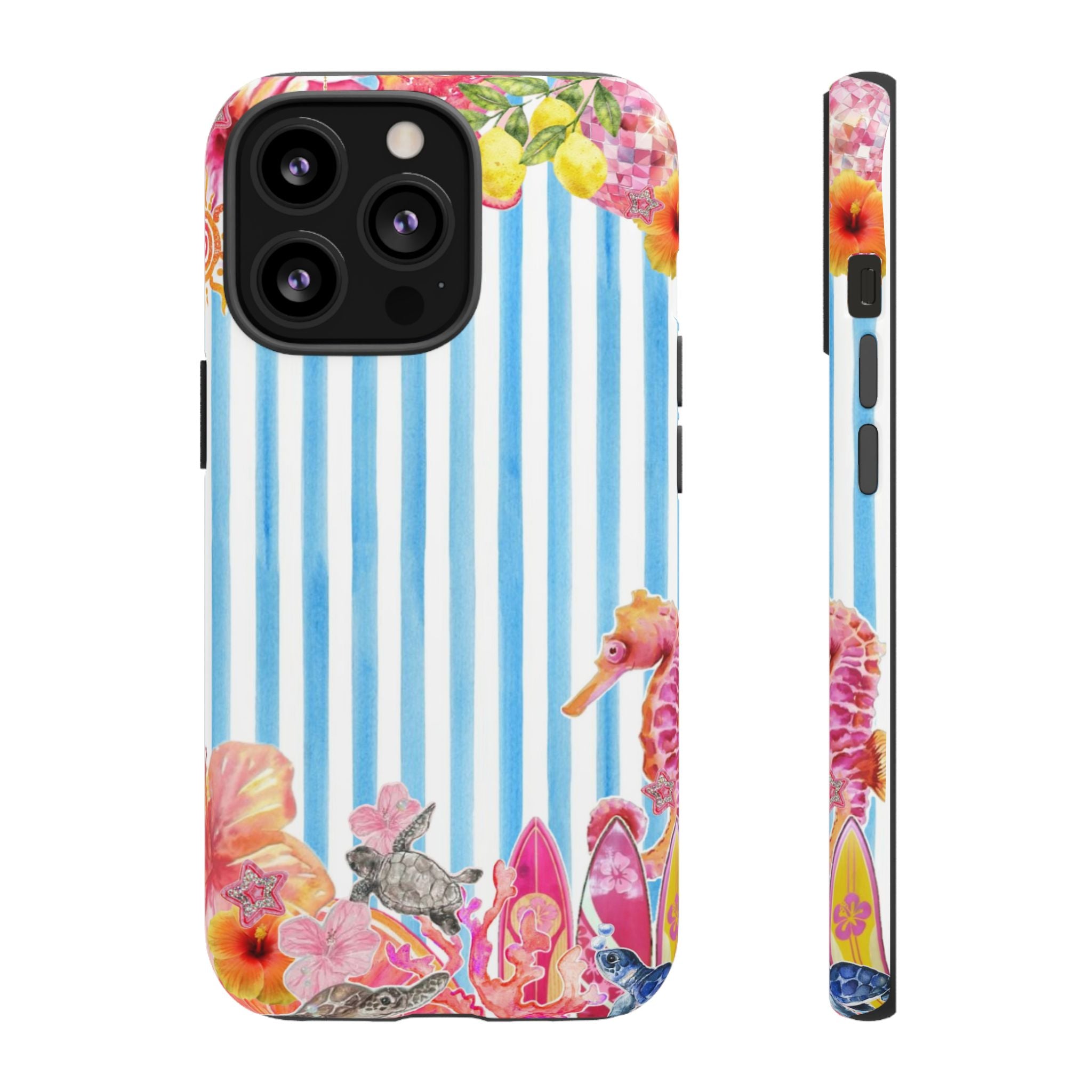 Beach Blue Striped Tough Phone Case
