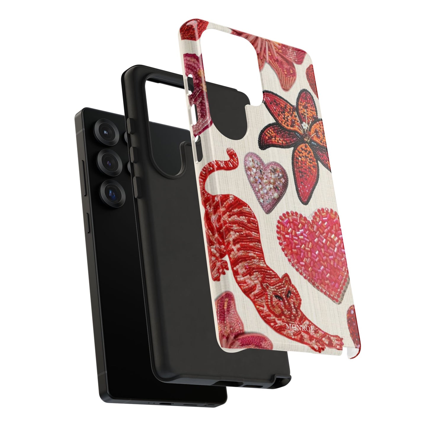 Floral & Heart Pattern Tough Case