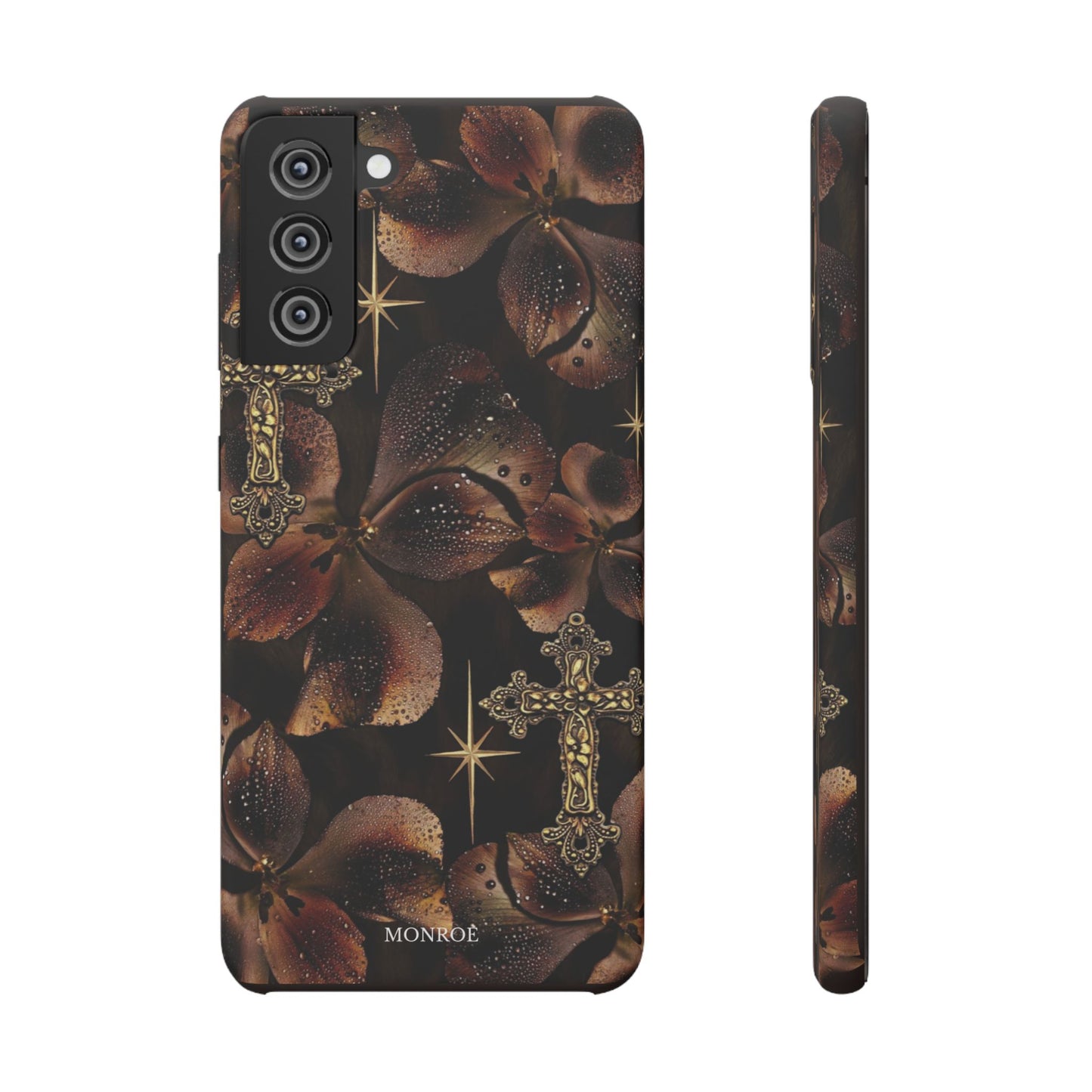 Brown Floral Cross Case