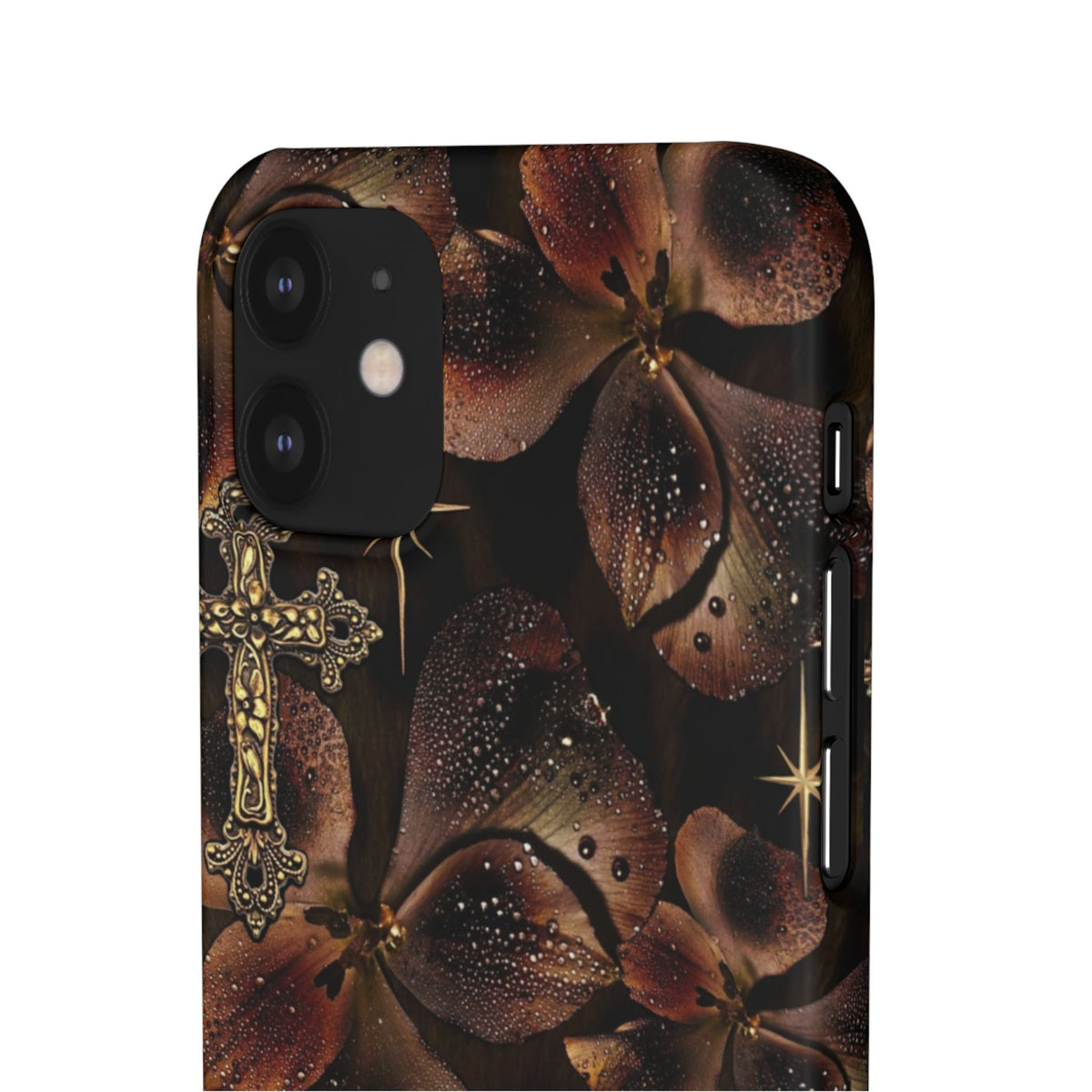 Brown Floral Cross Case