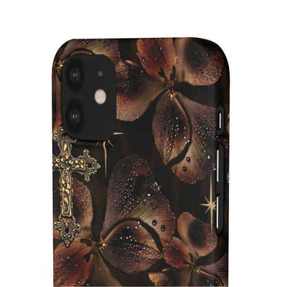 Brown Floral Cross Case