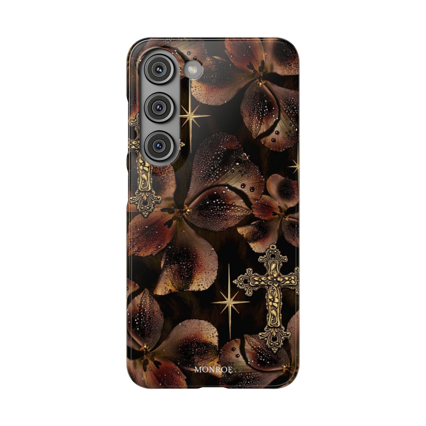 Brown Floral Cross Case