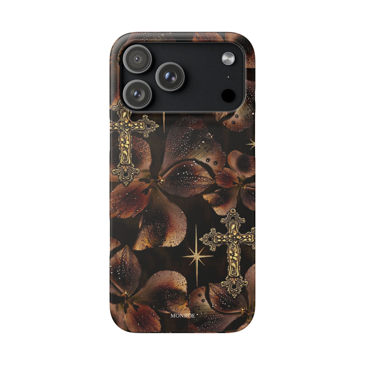 Brown Floral Cross Case