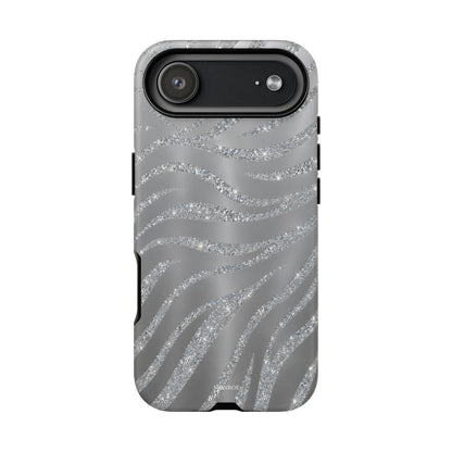 Silver Glitter Zebra Tough Case