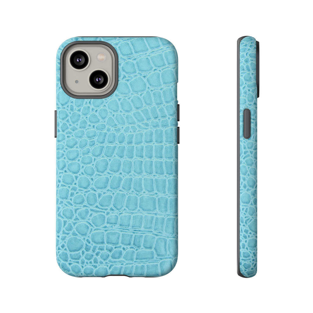 Croc Embossed Turquoise Phone Case