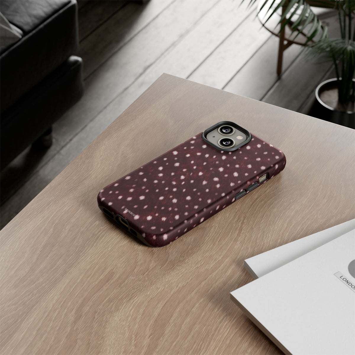 Burgundy Spotted Fur Tough Case