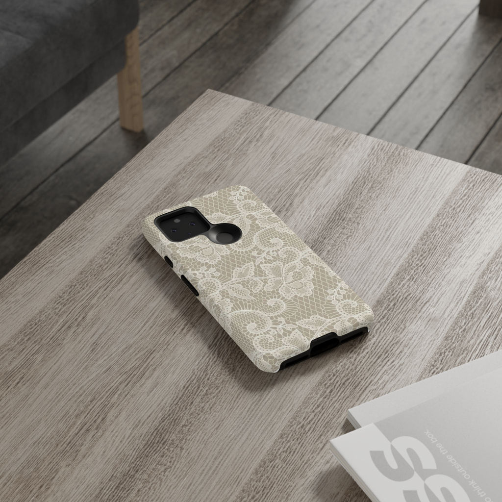 White Lace Pattern Tough Phone Case