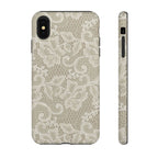 White Lace Pattern Tough Phone Case