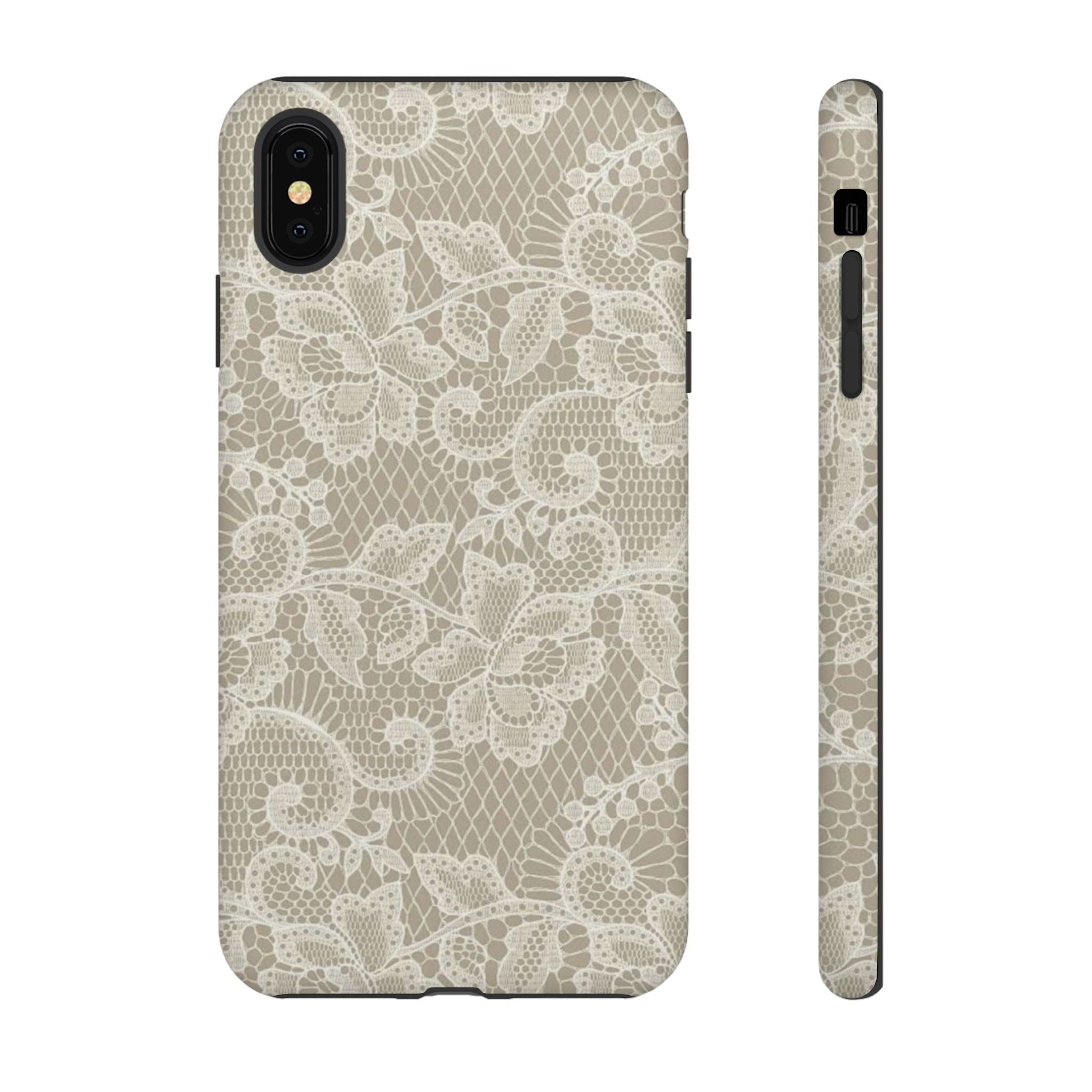 White Lace Pattern Tough Phone Case