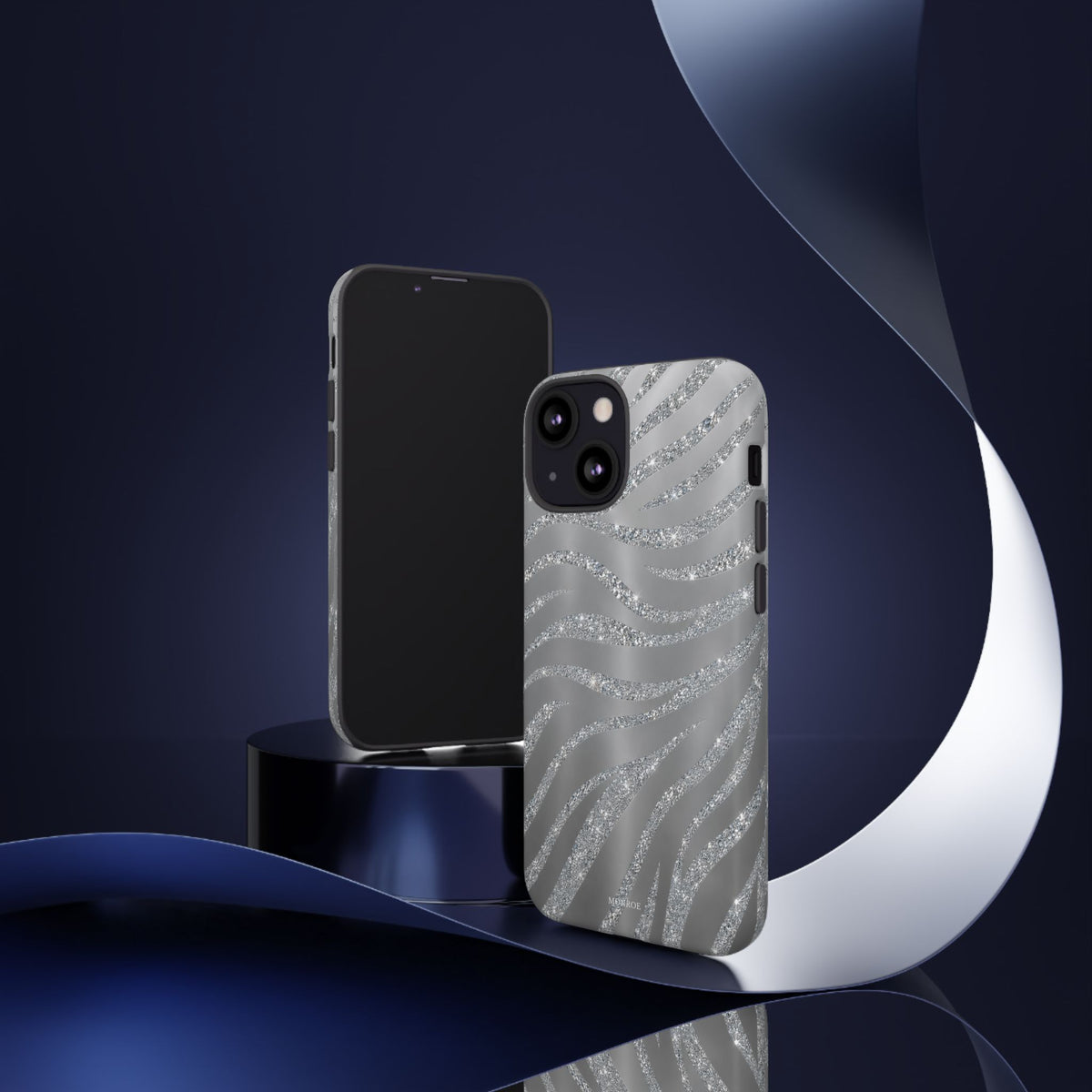 Silver Glitter Zebra Tough Case