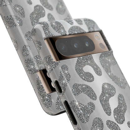 Silver Glitter Leopard Tough Case