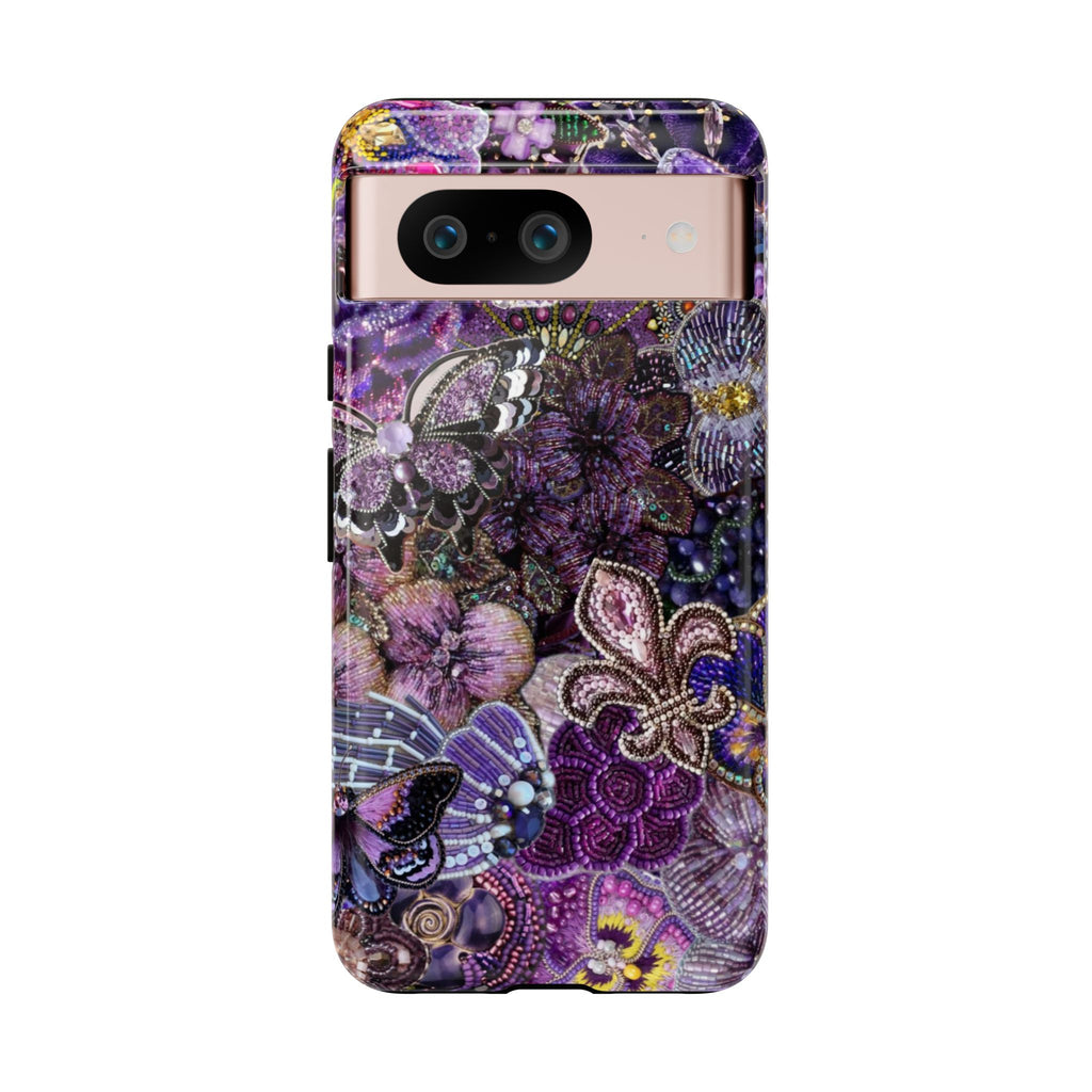 Purple Fleur-de-Lis Floral Tough Phone Case