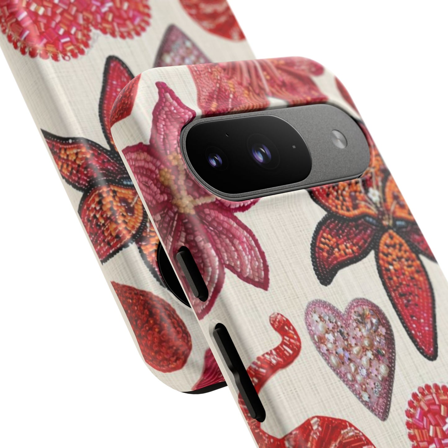 Floral & Heart Pattern Tough Case