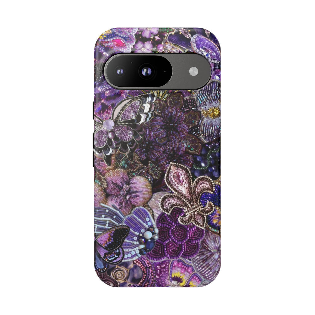 Purple Fleur-de-Lis Floral Tough Phone Case