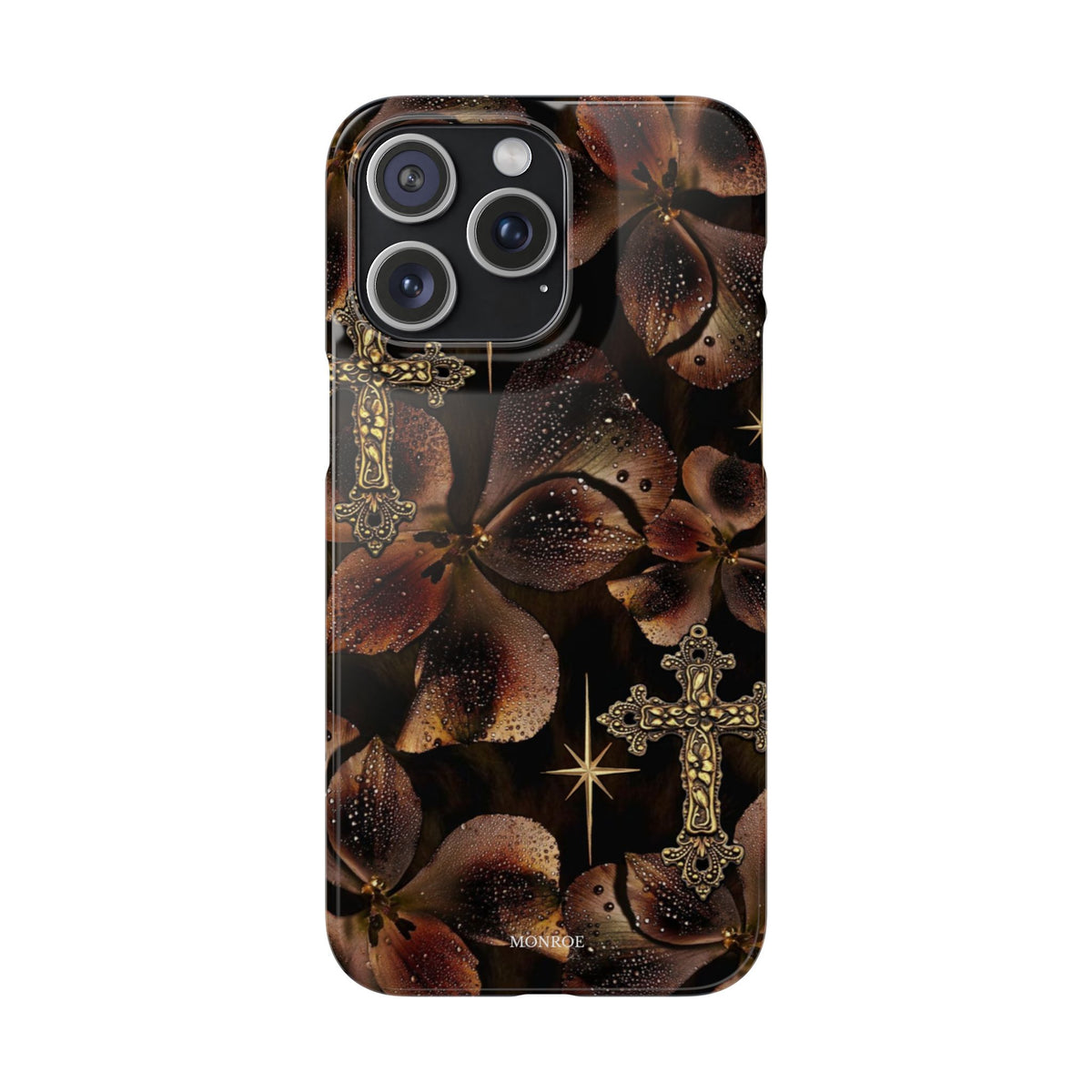Brown Floral Cross Case
