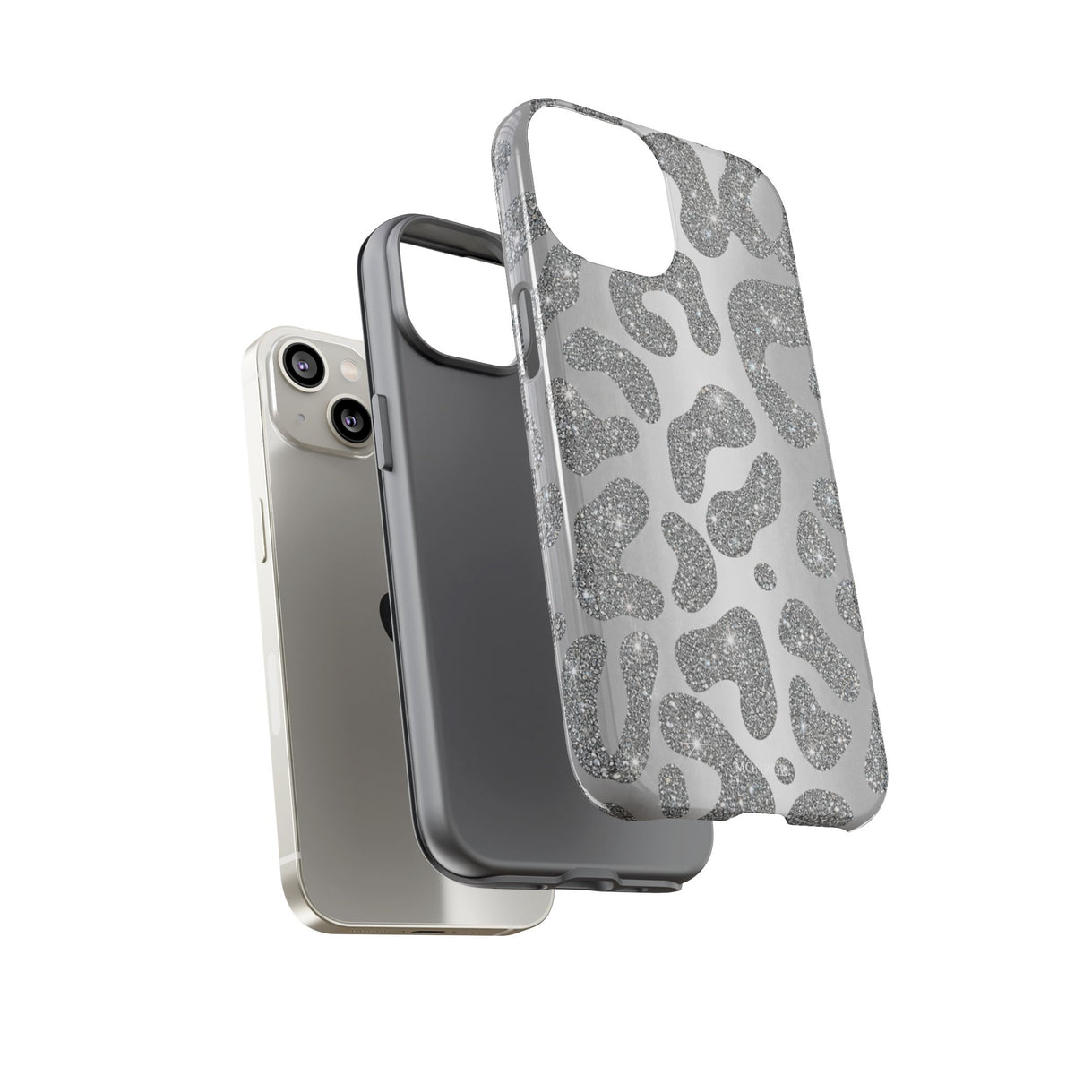 Silver Glitter Leopard Tough Case