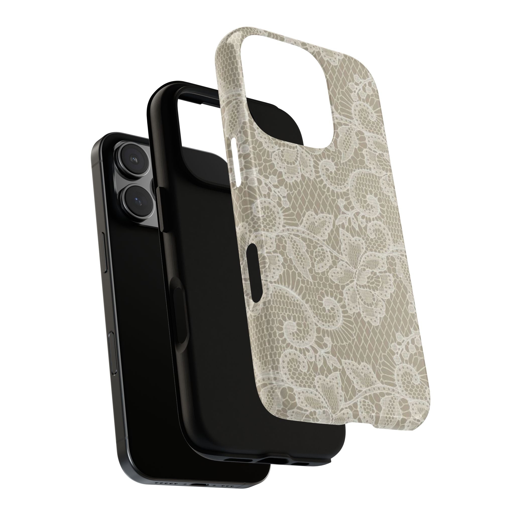 White Lace Pattern Tough Phone Case