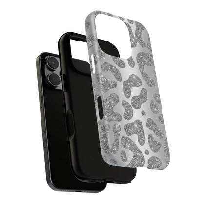 Silver Glitter Leopard Tough Case